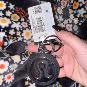 Lululemon Logo  Black And Silver Keychain NWT